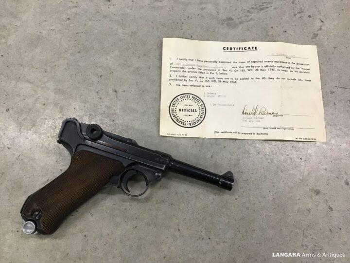 WW2 German P.08 Luger With Capture Papers